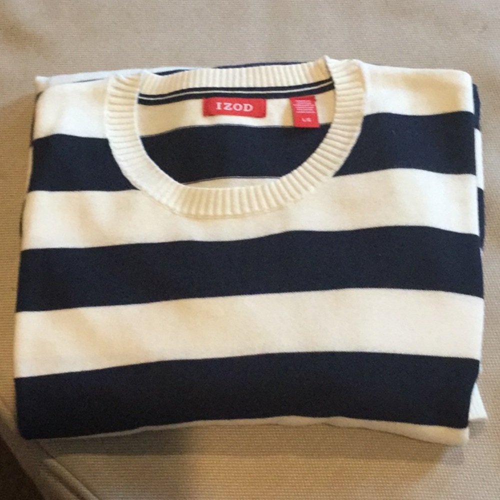 IZOD Men’s Crew Neck Nautical Stripe Sweater - L